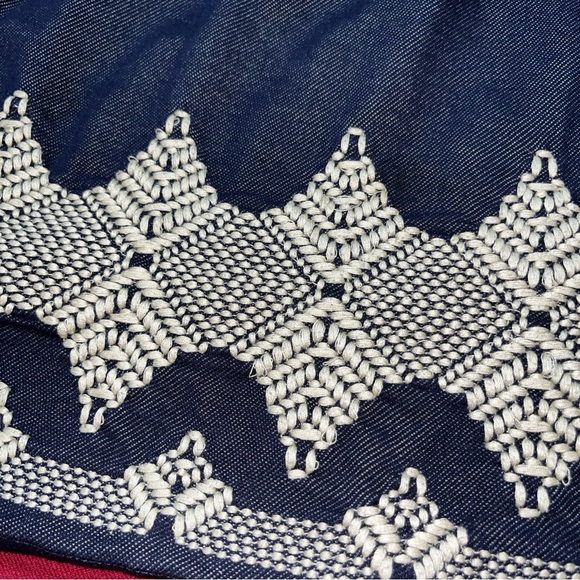 Uncle Frank BLUE DRESS MED BOHO Anthropologie white Crochet Knit Wide Neck 75203 - Picture 13 of 16